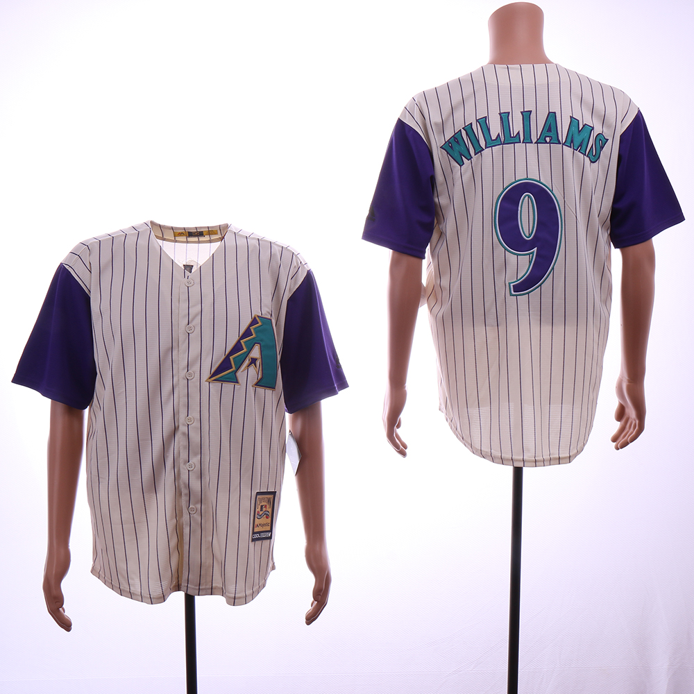 Men Arizona Diamondback 9 Williams Cream Stripe MLB Jerseys